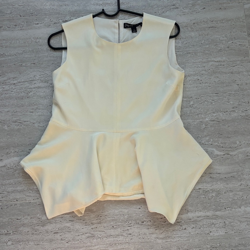 Elizabeth and James silk Ivory Peplum Sleeveless Top